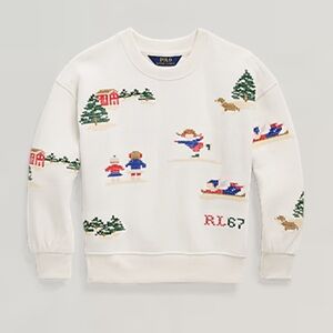Polo Ralph Lauren | Christmas cross stitched skating sledding sweatshirt Sz 4T